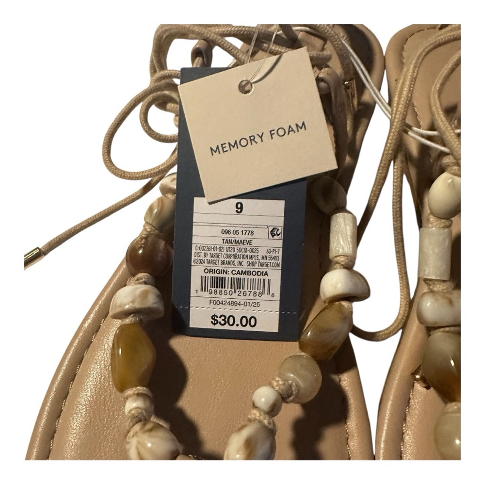 Universal Thread Tan Beaded Sandals - Picture 3 of 5
